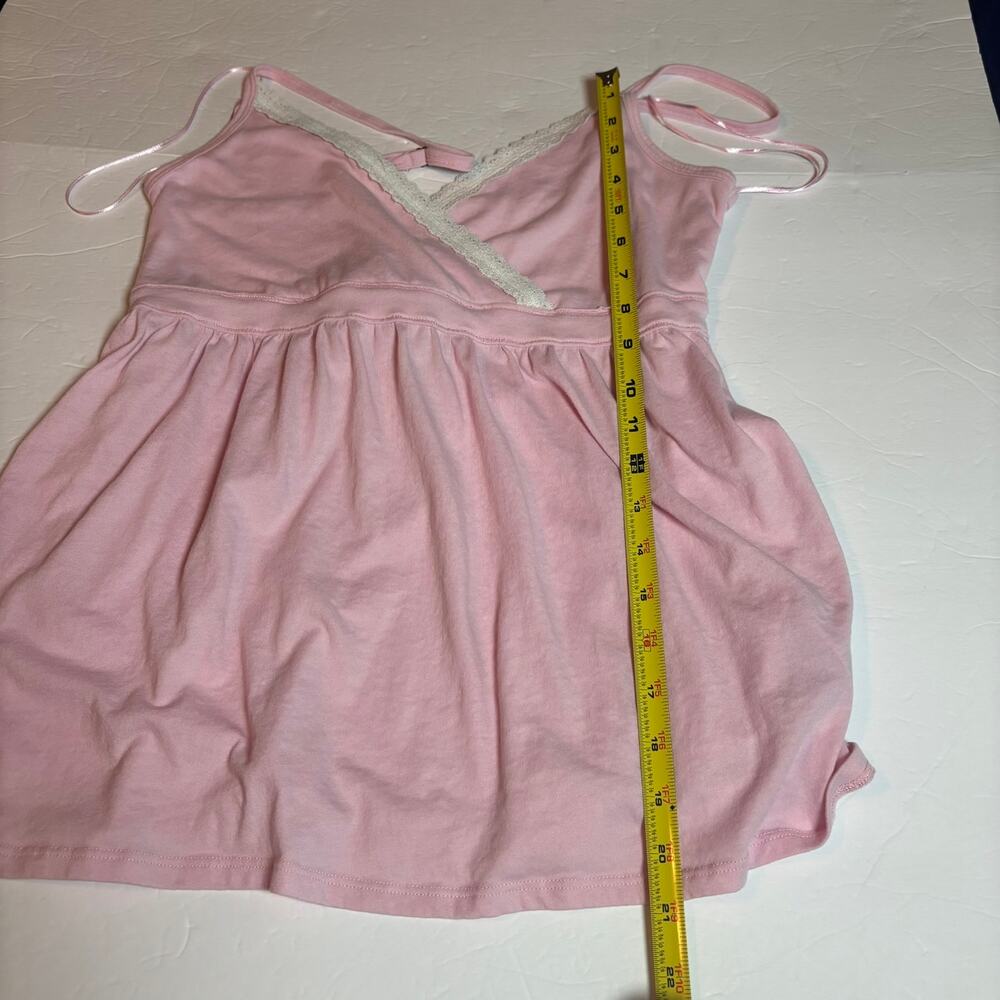 Hollister Pink Lace Trim Babydoll Cami Tank Top Tie Back Size Large Boho Soft - Picture 6 of 6